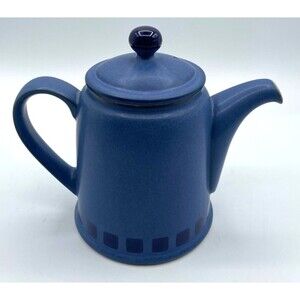 Denby Reflex Blue Teapot with Lid 4 Cup Made in England Retired Handcrafted